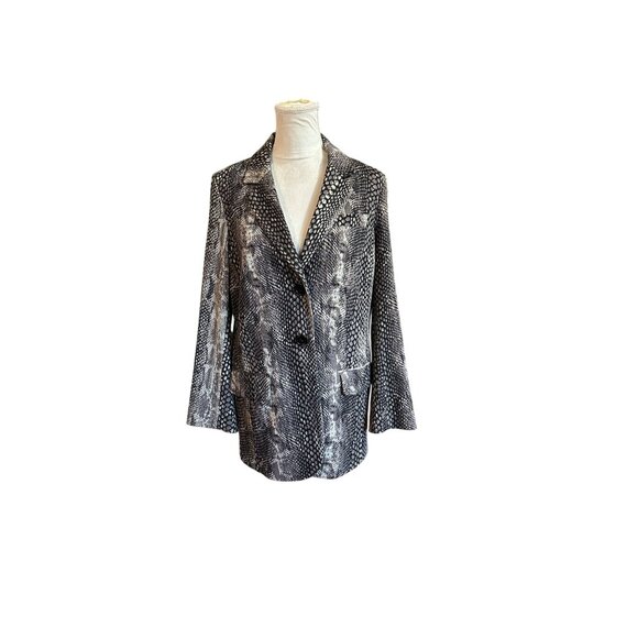Chicos Snake Print Blazer Jacket With Button Closure Lined Size 1Office Career - Picture 9 of 9